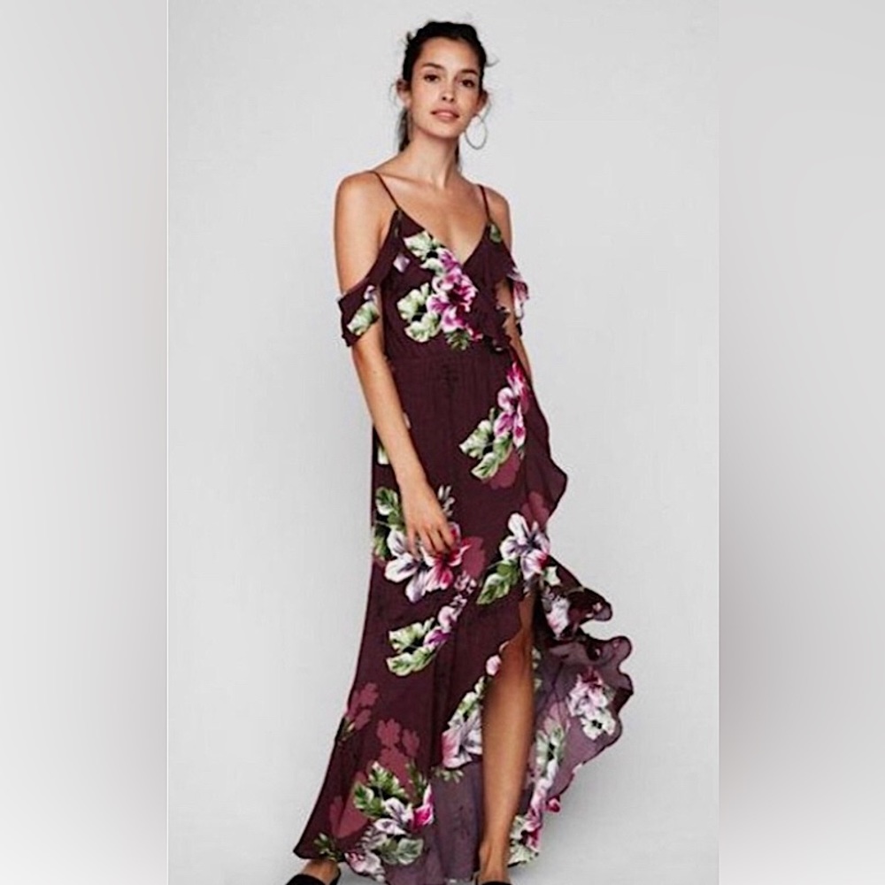 Express Floral Ruffle Maxi Dress